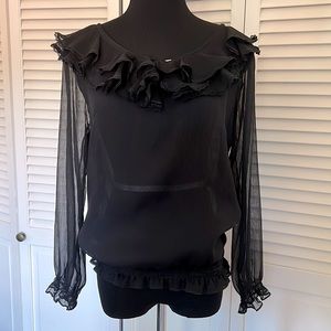 Black see through blouse - size L